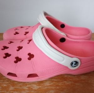Womens Disney Mickey Mouse Crocs Size 9/10 Pink with White strap